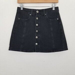 American Eagle Hi-Rise A-Line Denim Mini Skirt Black Size 2